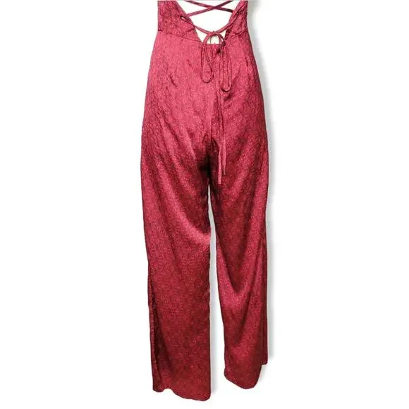 Honey Punch Paisley Satin Wide Leg Jumpsuit Size Medium New With Tag - Picture 11 of 15